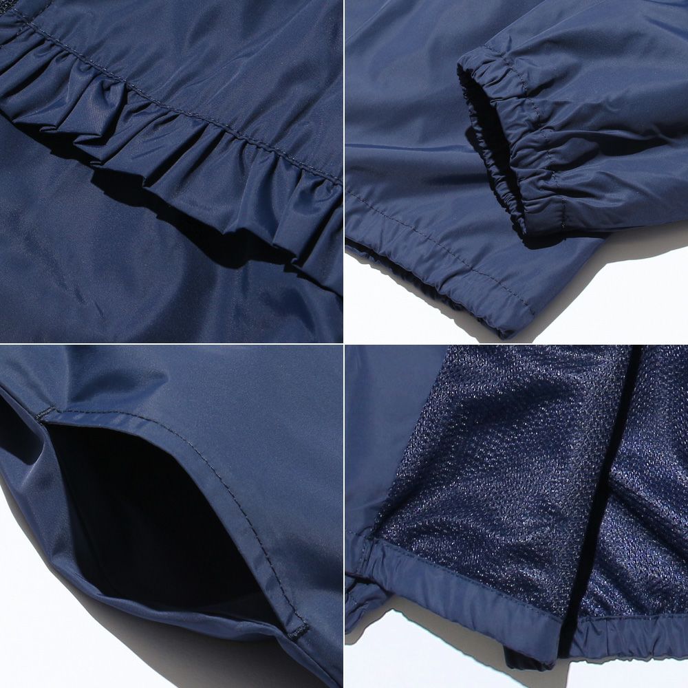 Essther zip -up parka jacket with frills and hood Navy Design point 2