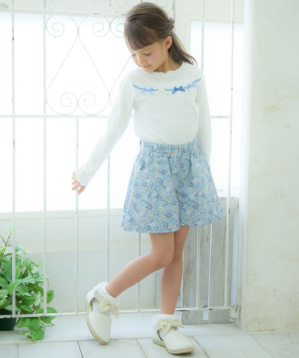 Children's clothing girls 100 % cotton product cotton pattern culottes culottes culotta culottation pants blue (61) model image 1