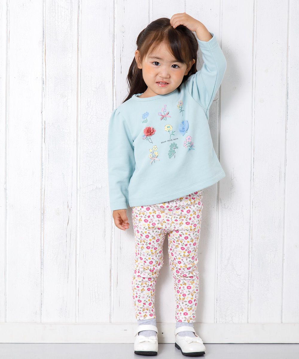 Baby Clothing Girl Baby Size Floral Pattern full length Leggings Ivory (12) Model Image 2