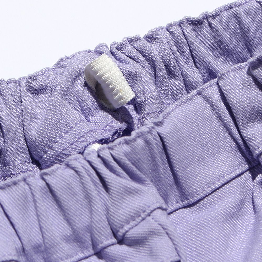 Super stretch material with ribbon full -length slope pants Purple Design point 2