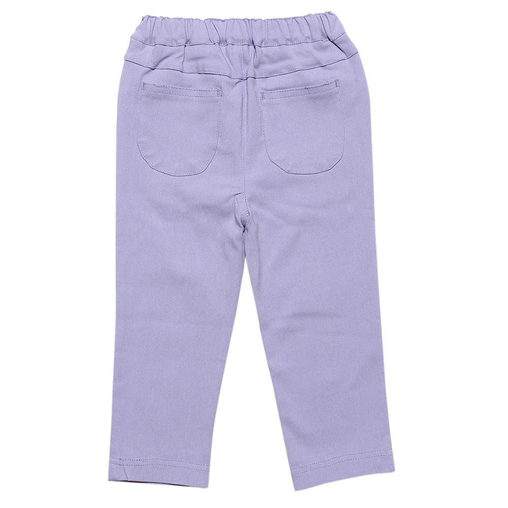 Super stretch material with ribbon full -length slope pants Purple back