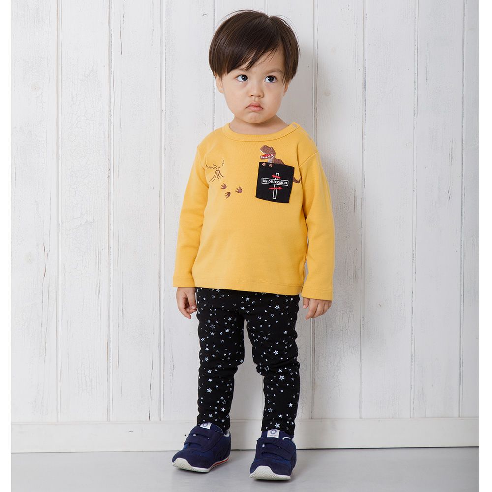 Baby Clothes Boy Baby Baby Size Star pattern Print Full -length Leggings Black (00) Model image up