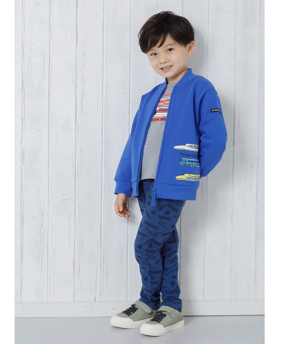 Children's clothing boys' trains & logo print vehicle series Full -length Pants Navy (06) Model Image 3