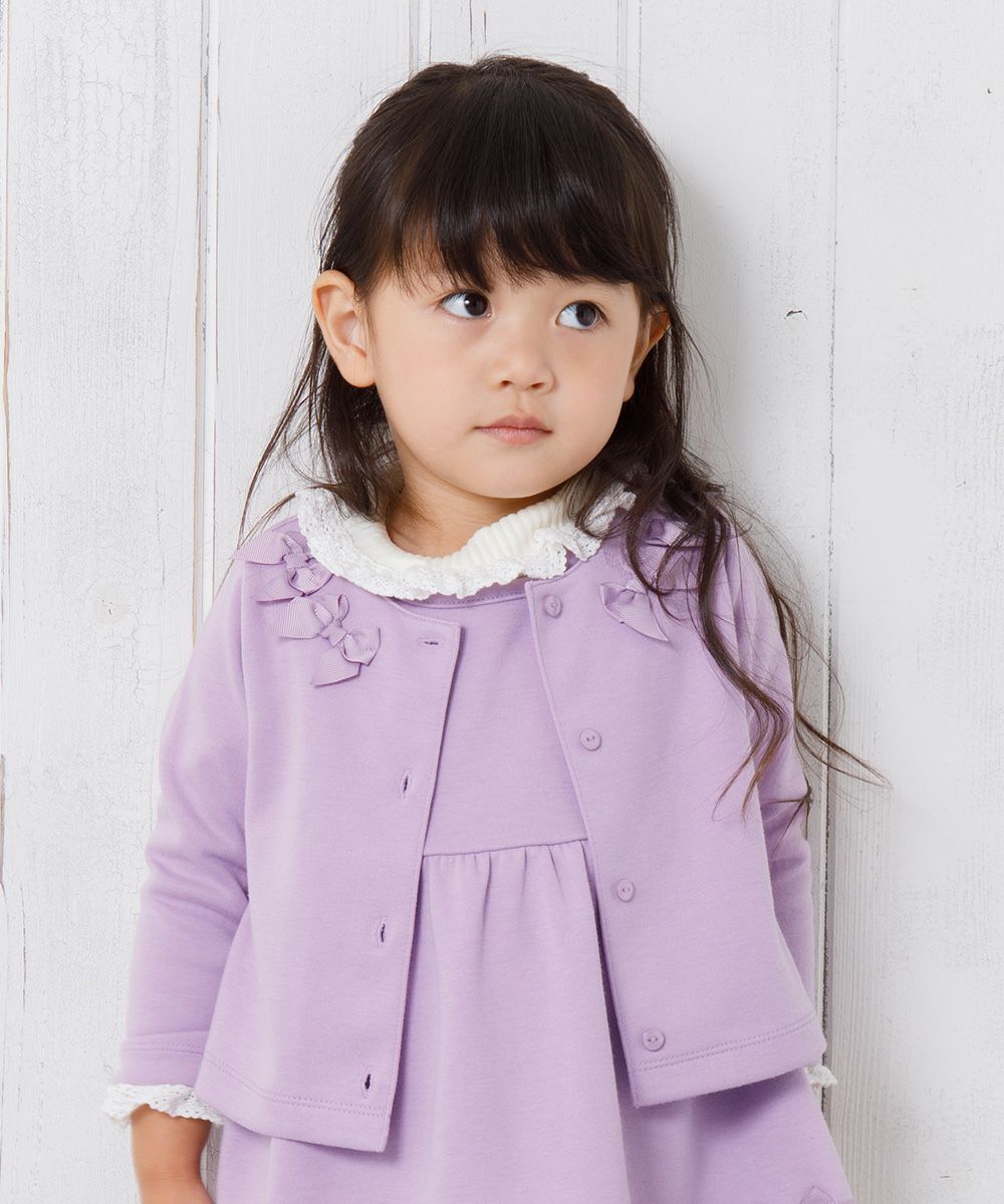 Baby Clothes Girls Baby Size Double Knit Cardigan Purple (91) Model image Up