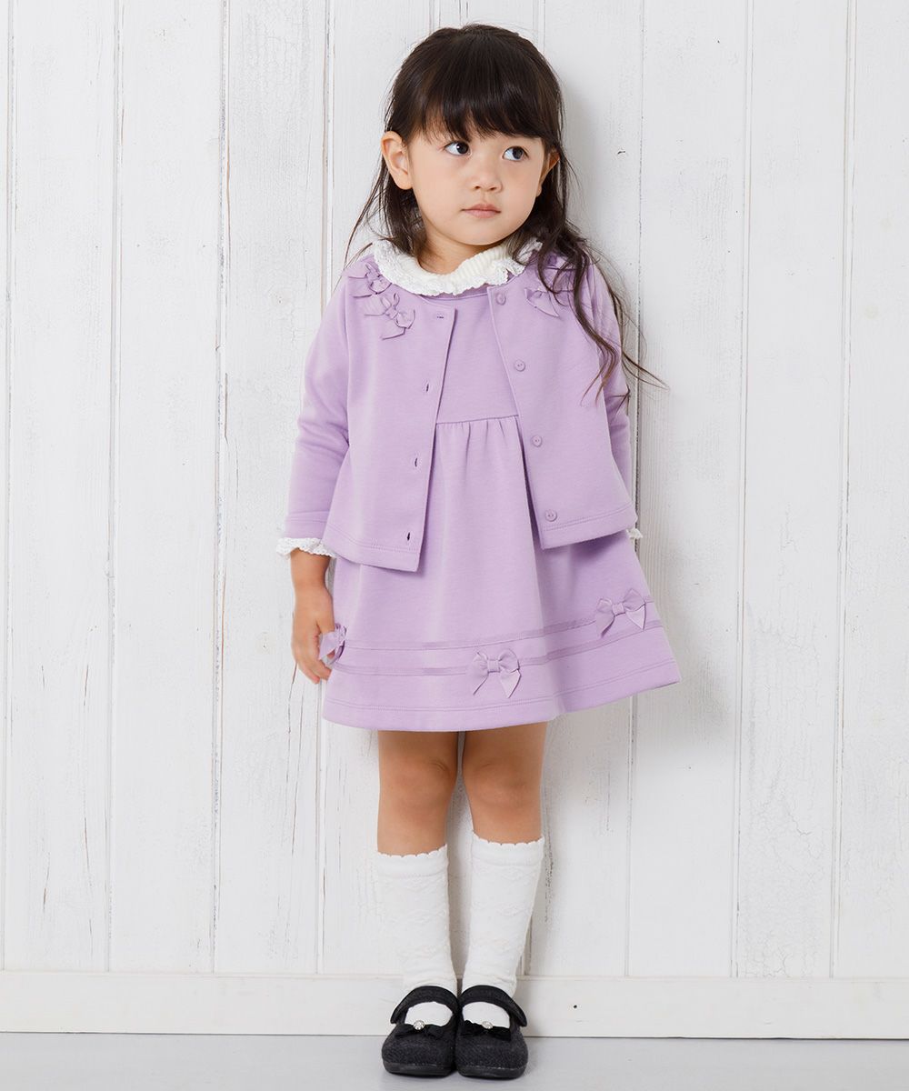 Baby Clothes Girls Baby Size Double Knit Cardigan Purple (91) Model Image General Body