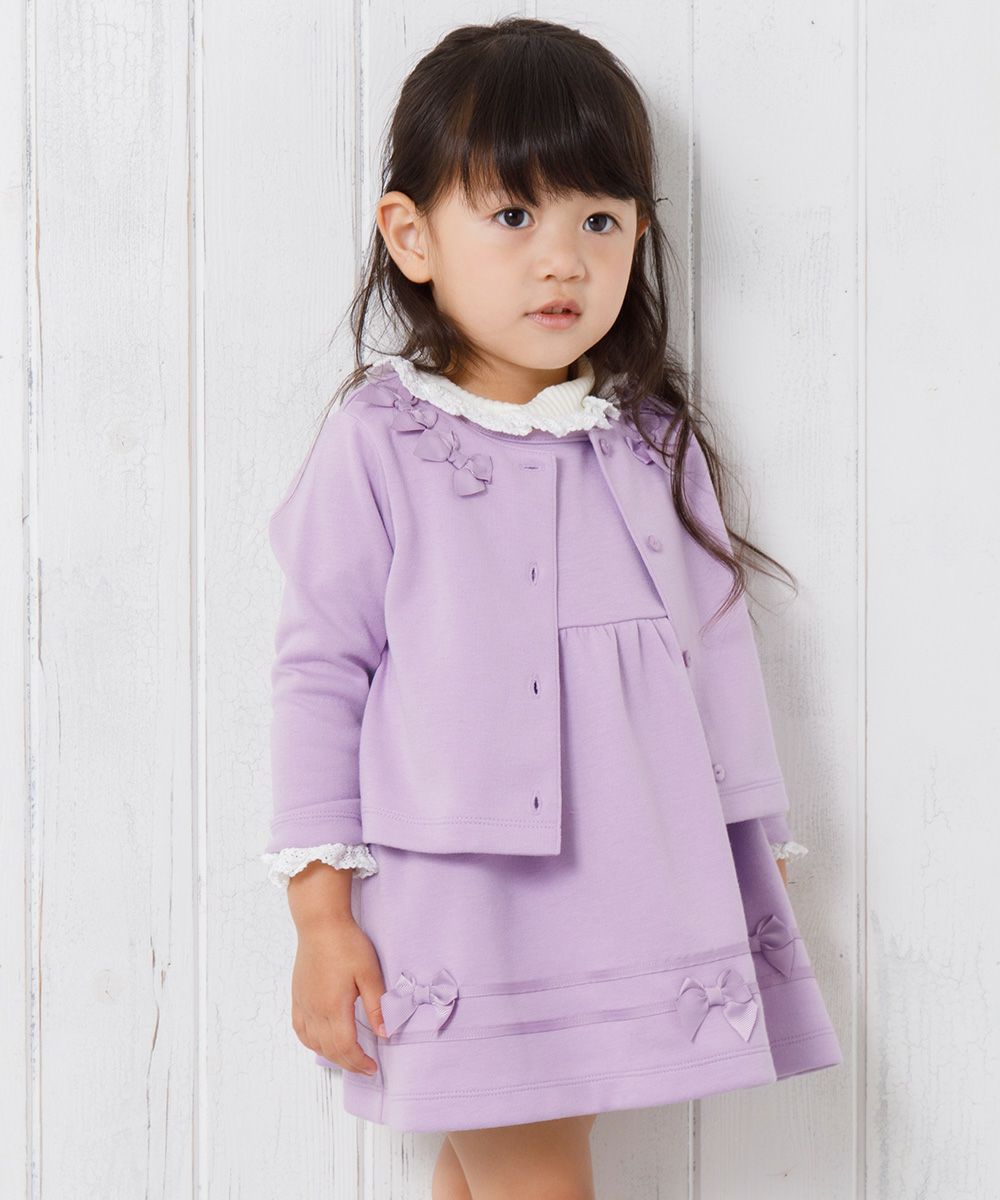 Baby Clothing Girls Baby Size Double Knit Cardigan Purple (91) Model Image 1