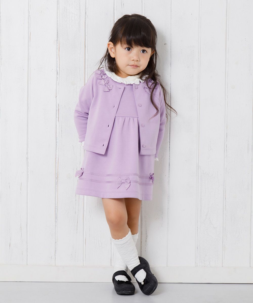 Baby Clothing Girls Baby Size Double Knit Cardigan Purple (91) Model Image 2