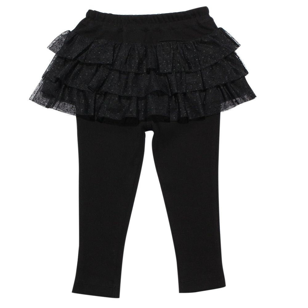 Baby size 3 layeres of tulle skirt three-quarter length leggings Black front