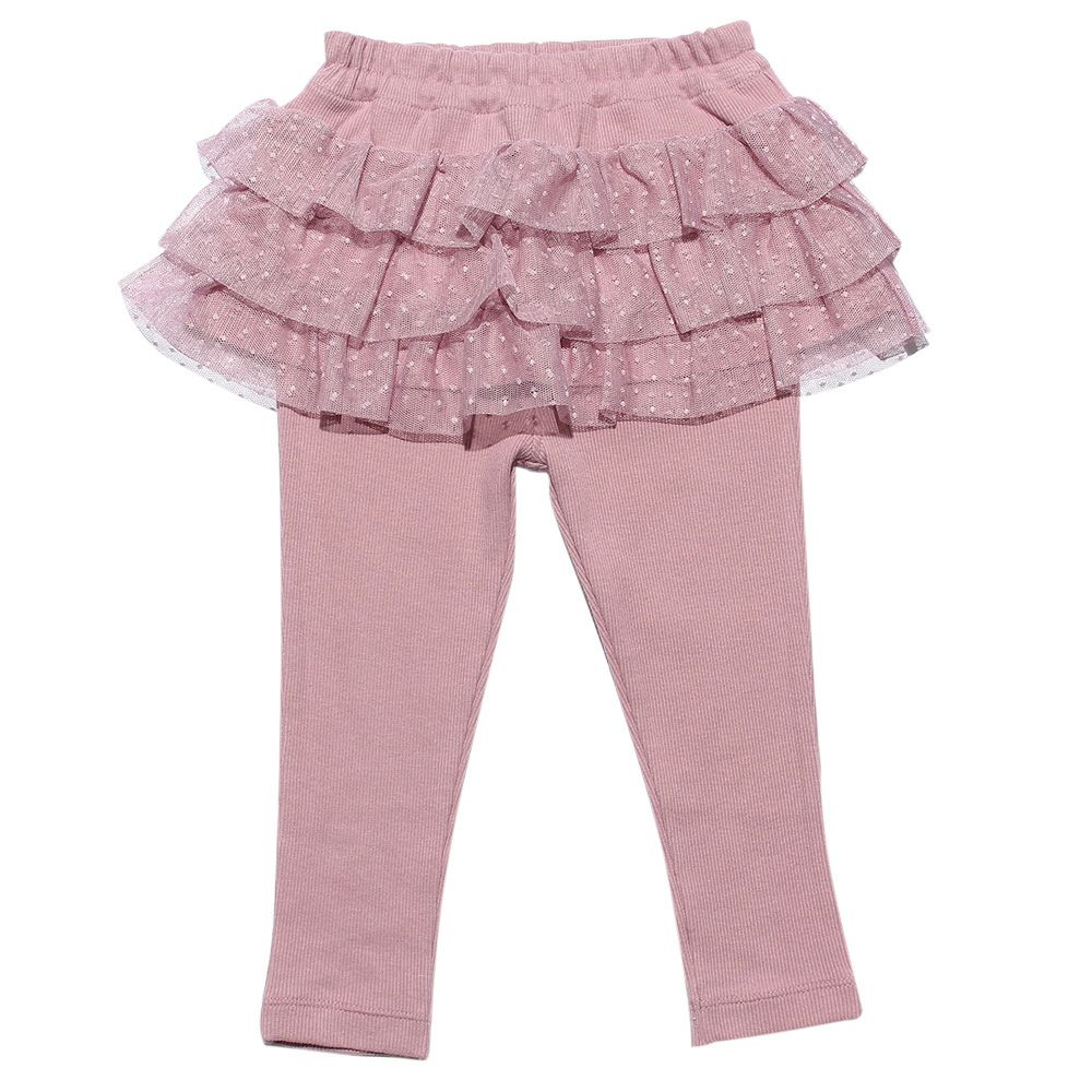 Baby size 3 layeres of tulle skirt three-quarter length leggings Pink front