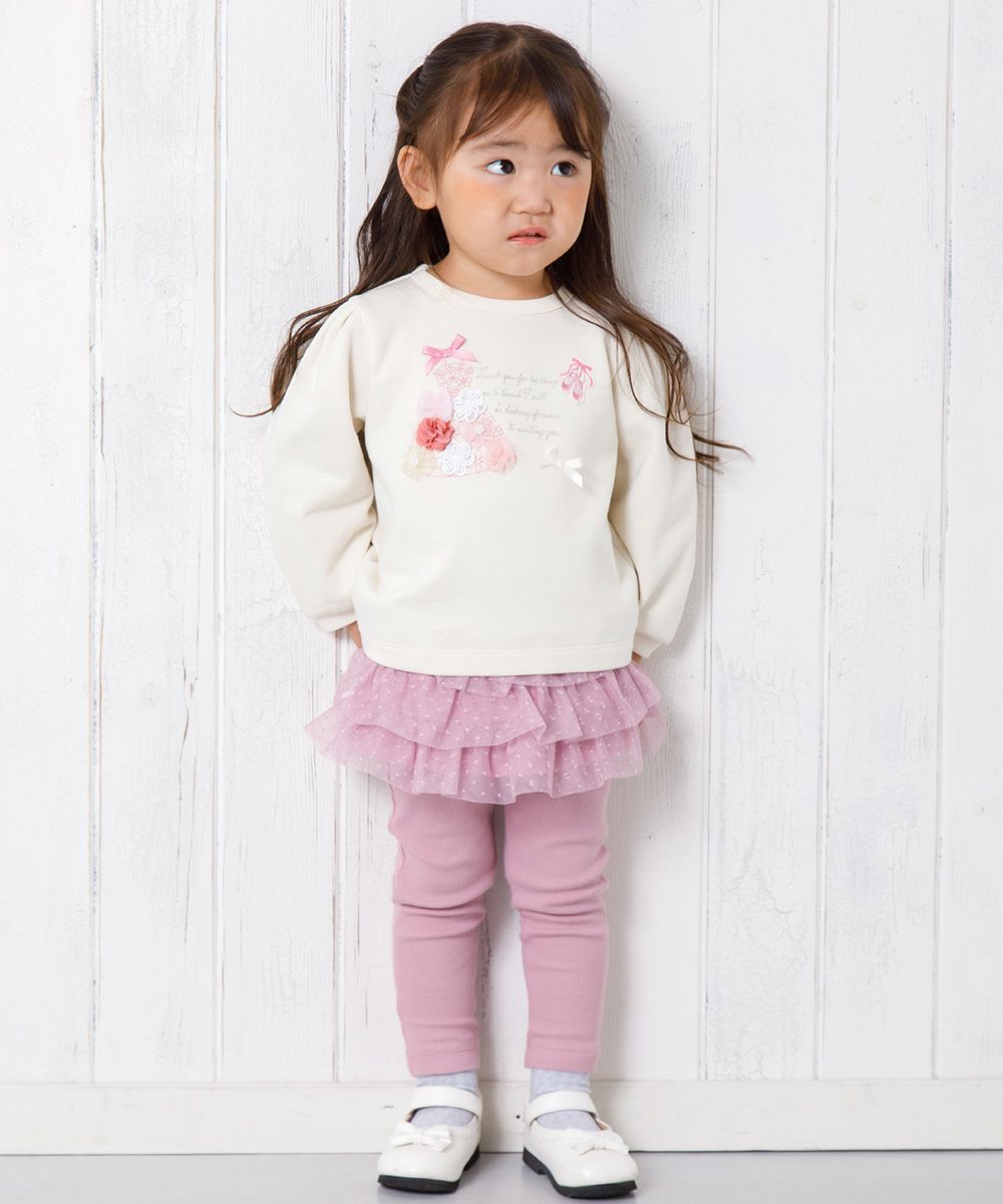 Baby size 3 layeres of tulle skirt three-quarter length leggings Pink model image 2