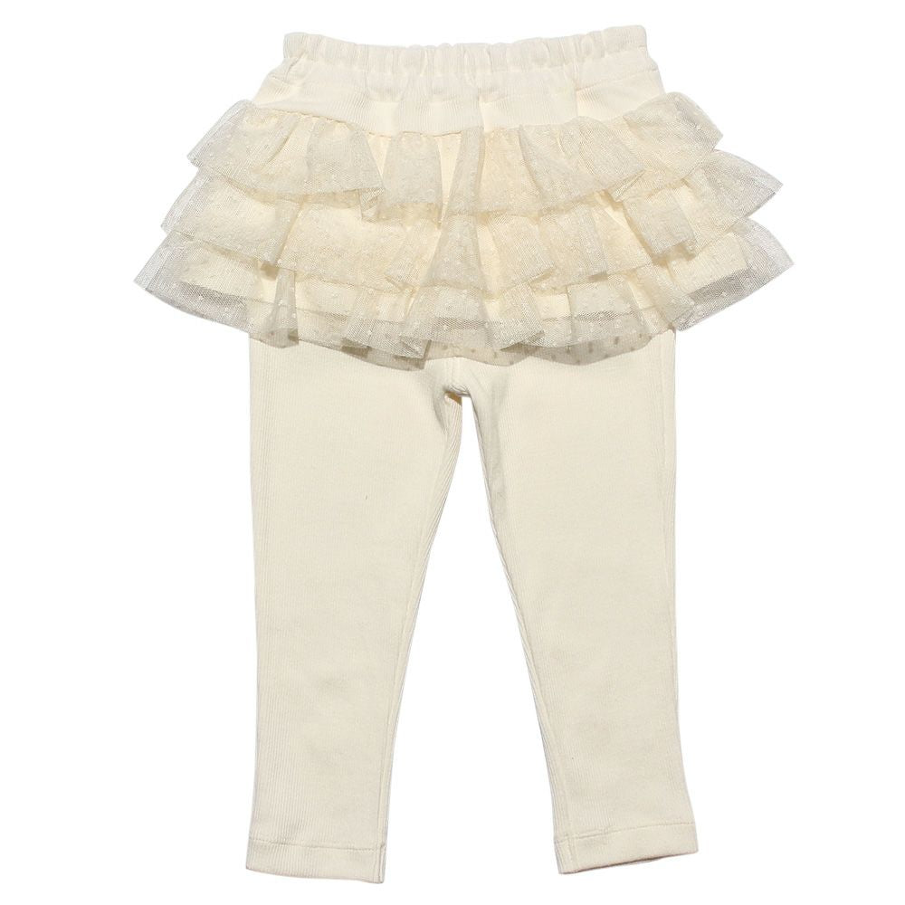 Baby size 3 layeres of tulle skirt three-quarter length leggings Ivory front
