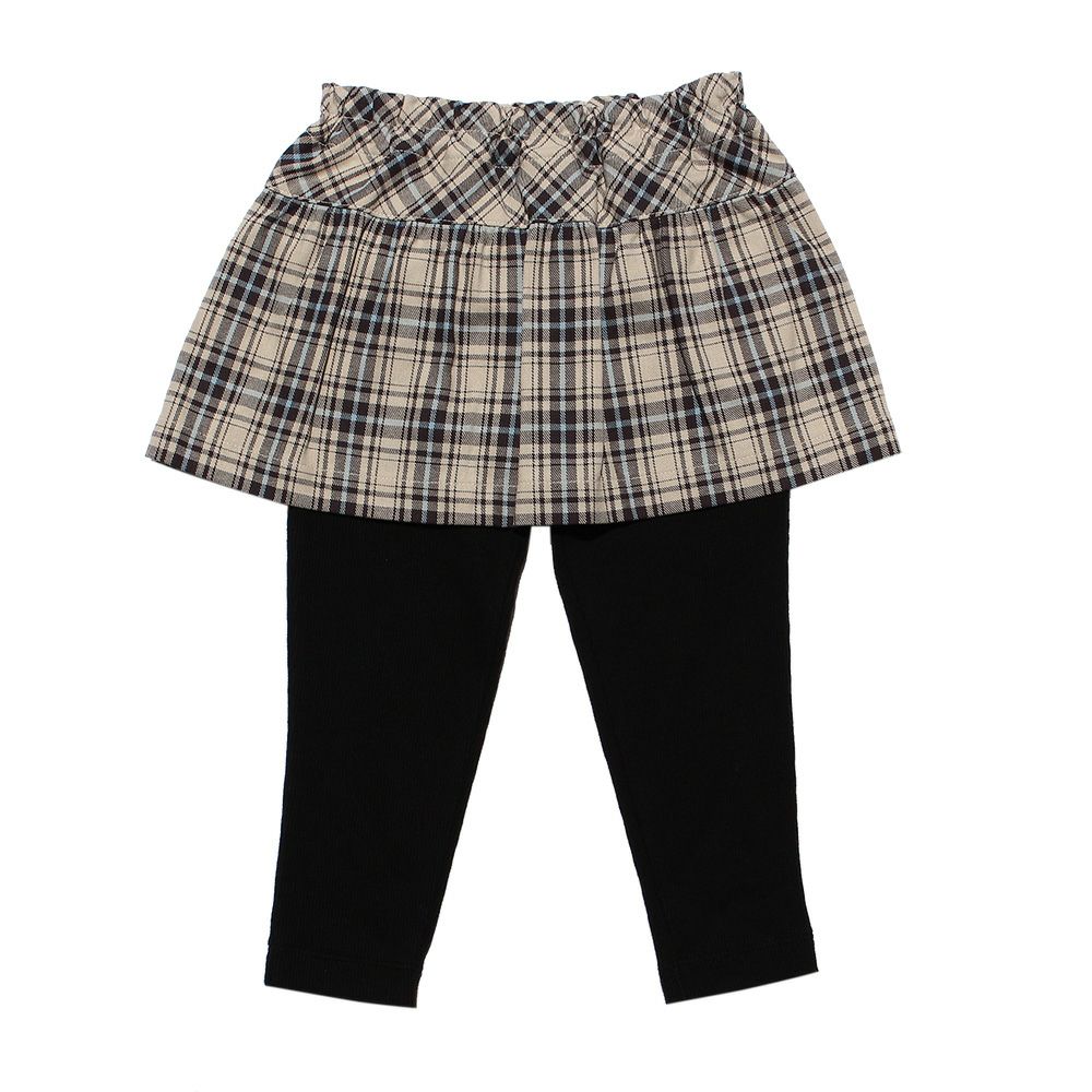 Baby size plaid with a skirt three-quarter length leggings Beige front