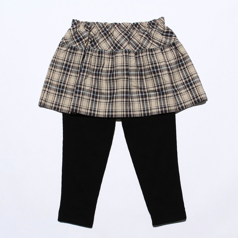 Baby size plaid with a skirt three-quarter length leggings Beige back