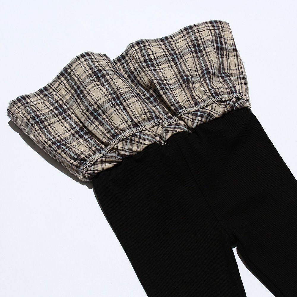 Baby size plaid with a skirt three-quarter length leggings Beige Design point 2