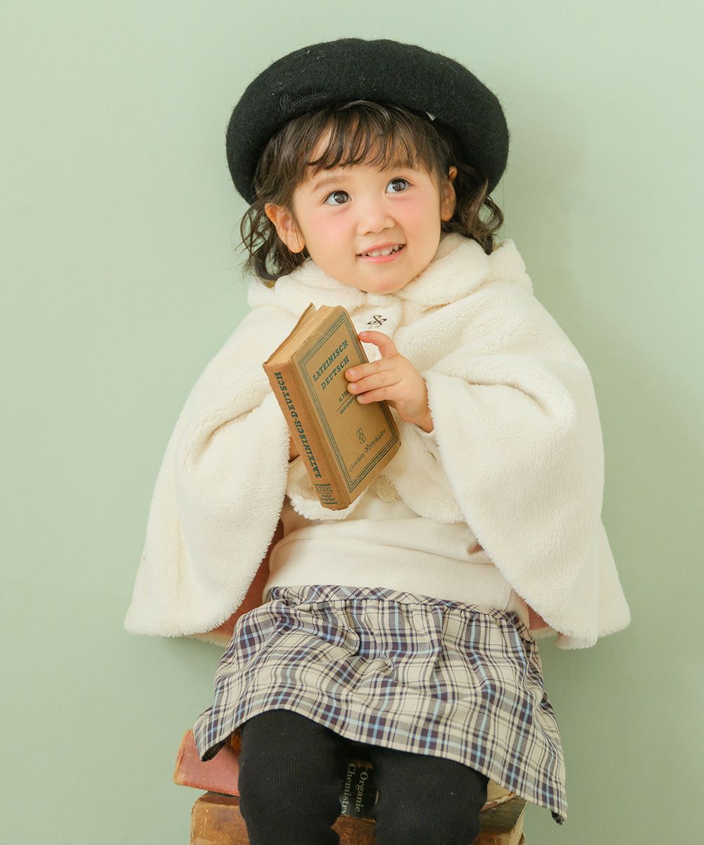 Baby size plaid with a skirt three-quarter length leggings Beige model image 1