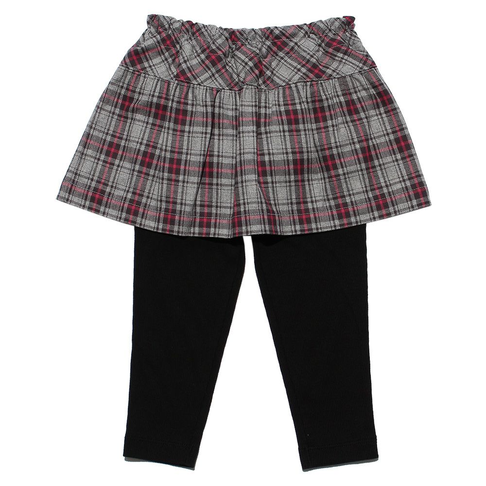 Baby size plaid with a skirt three-quarter length leggings Misty Gray front