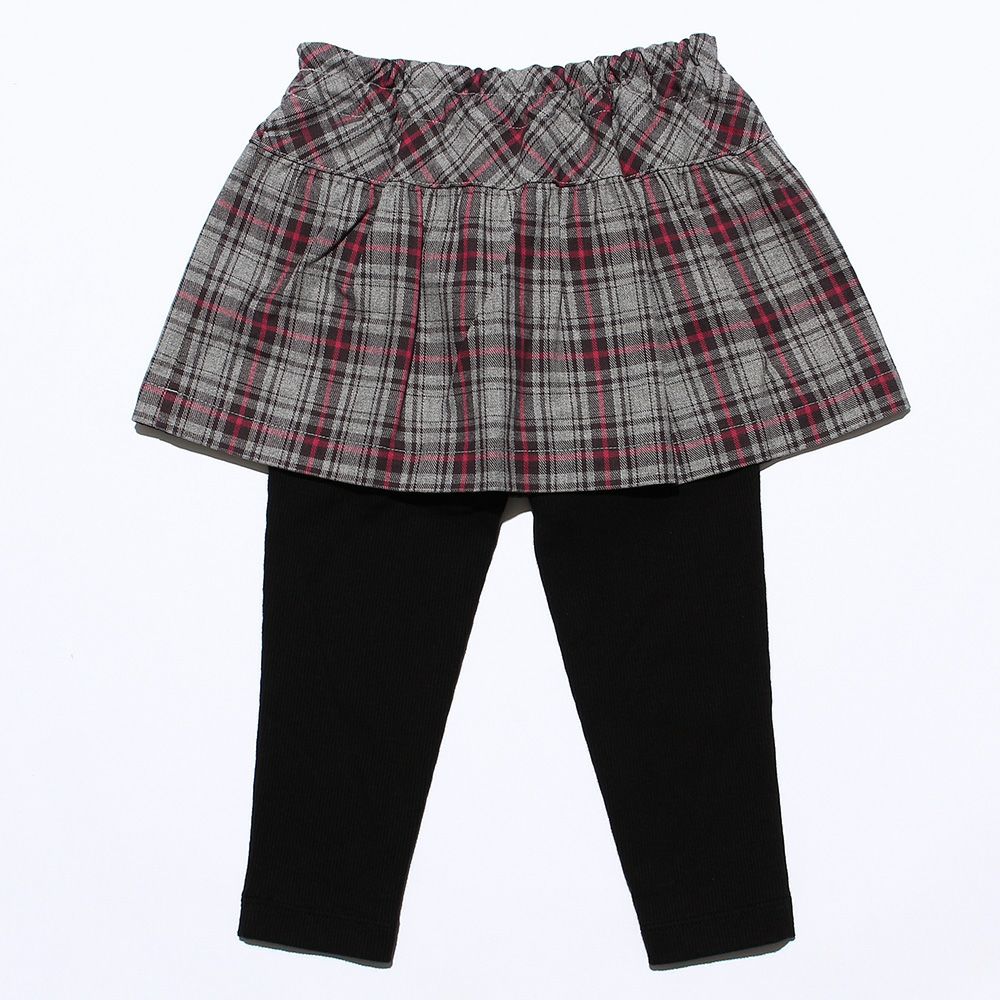Baby size plaid with a skirt three-quarter length leggings Misty Gray back