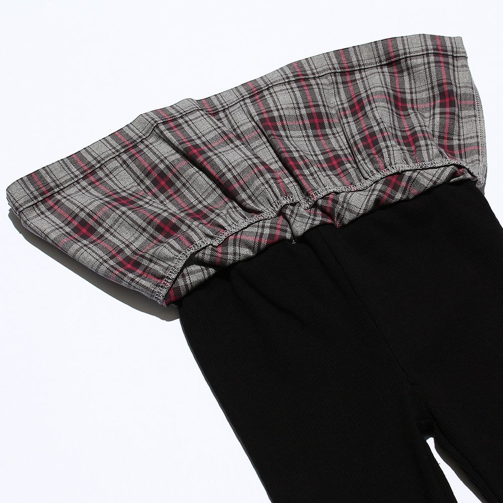 Baby size plaid with a skirt three-quarter length leggings Misty Gray Design point 2