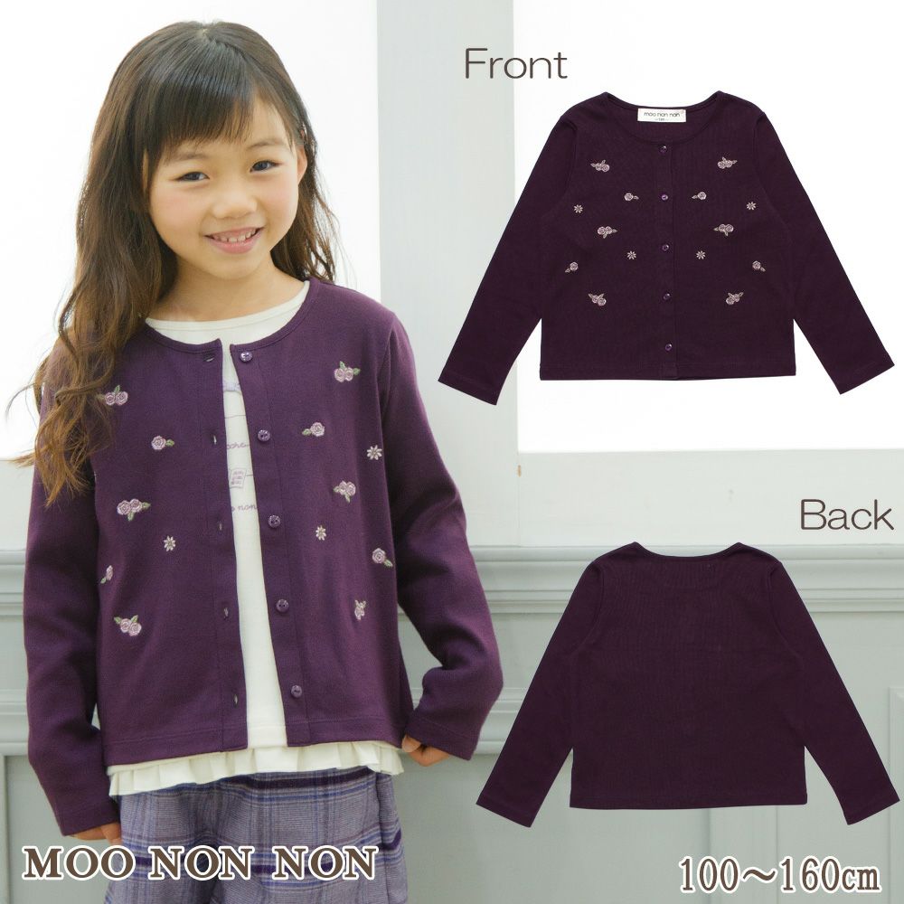 Flower embroidery fine brush material button opening cardigan  MainImage