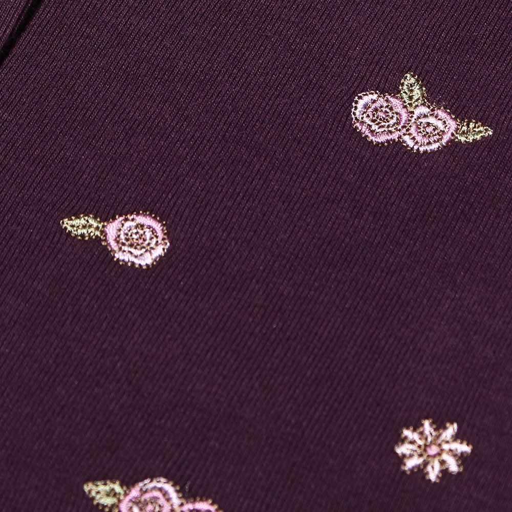 Flower embroidery fine brush material button opening cardigan Purple Design point 1