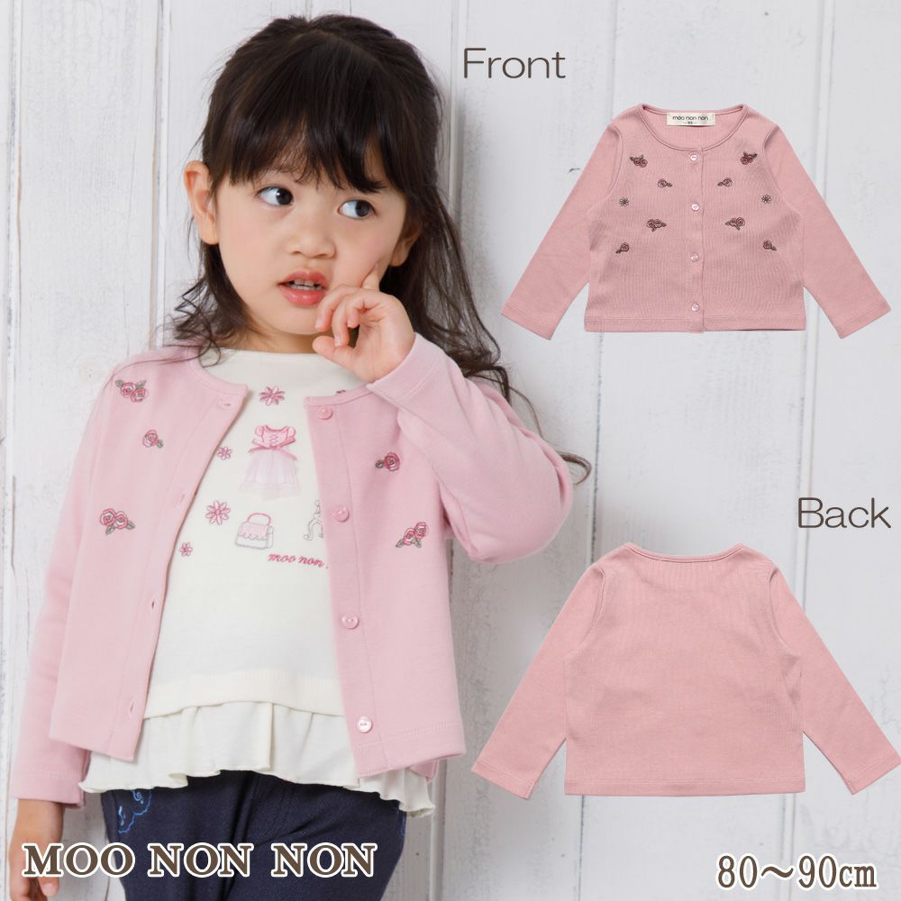 Baby size flower embroidery Fine brushed material cardigan  MainImage