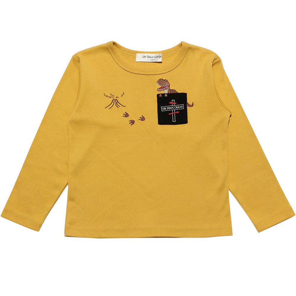 Dinosaur embroidery animal series T -shirt Yellow front