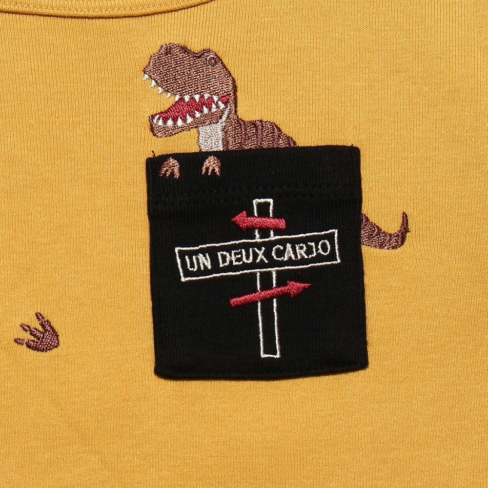 Dinosaur embroidery animal series T -shirt Yellow Design point 1