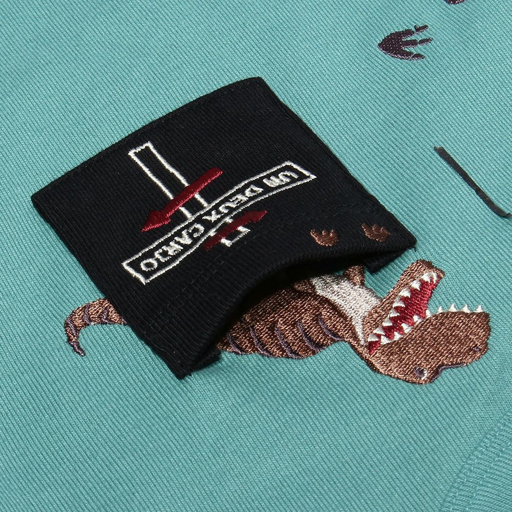 Dinosaur embroidery animal series T -shirt Green Design point 2