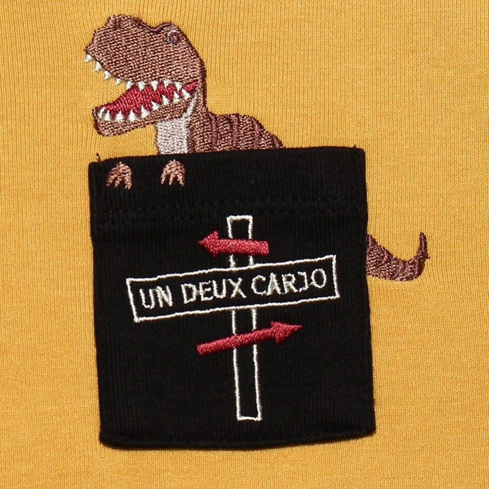 Baby Size Dinosaur Embroidery Series T -shirt Yellow Design point 1