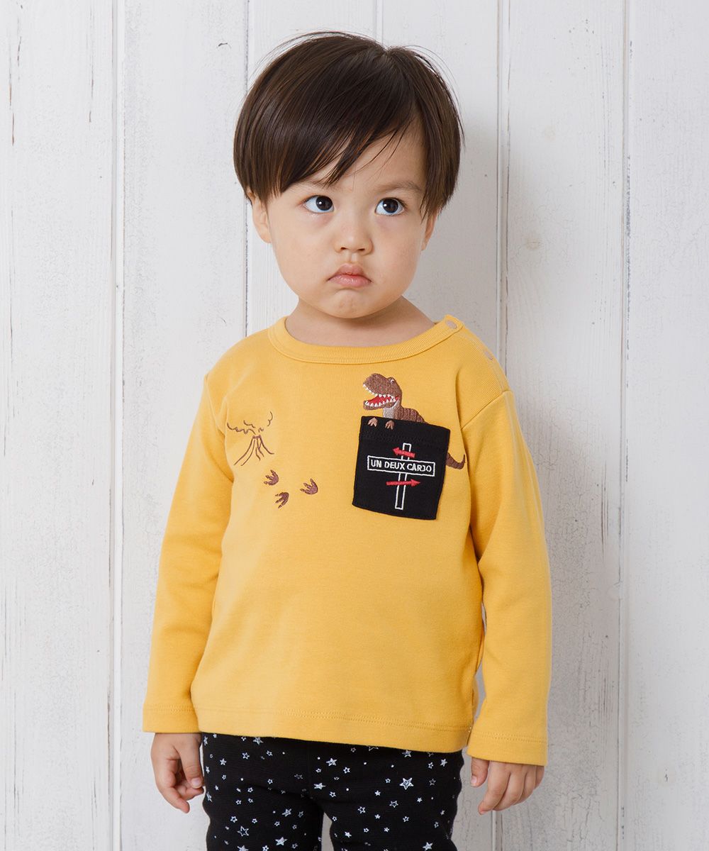 Baby Size Dinosaur Embroidery Series T -shirt Yellow model image 1