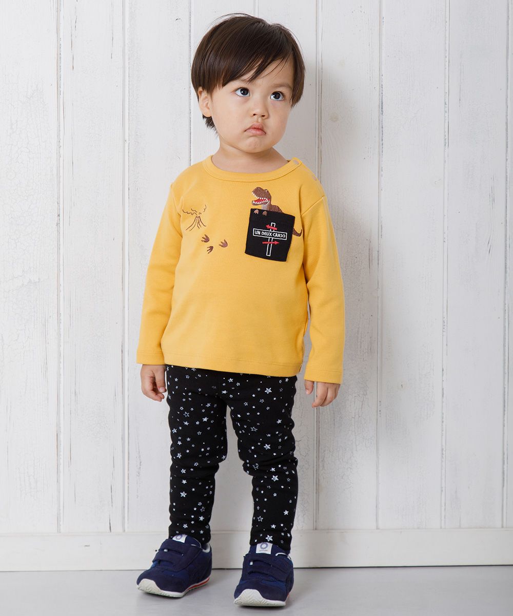 Baby Size Dinosaur Embroidery Series T -shirt Yellow model image 2