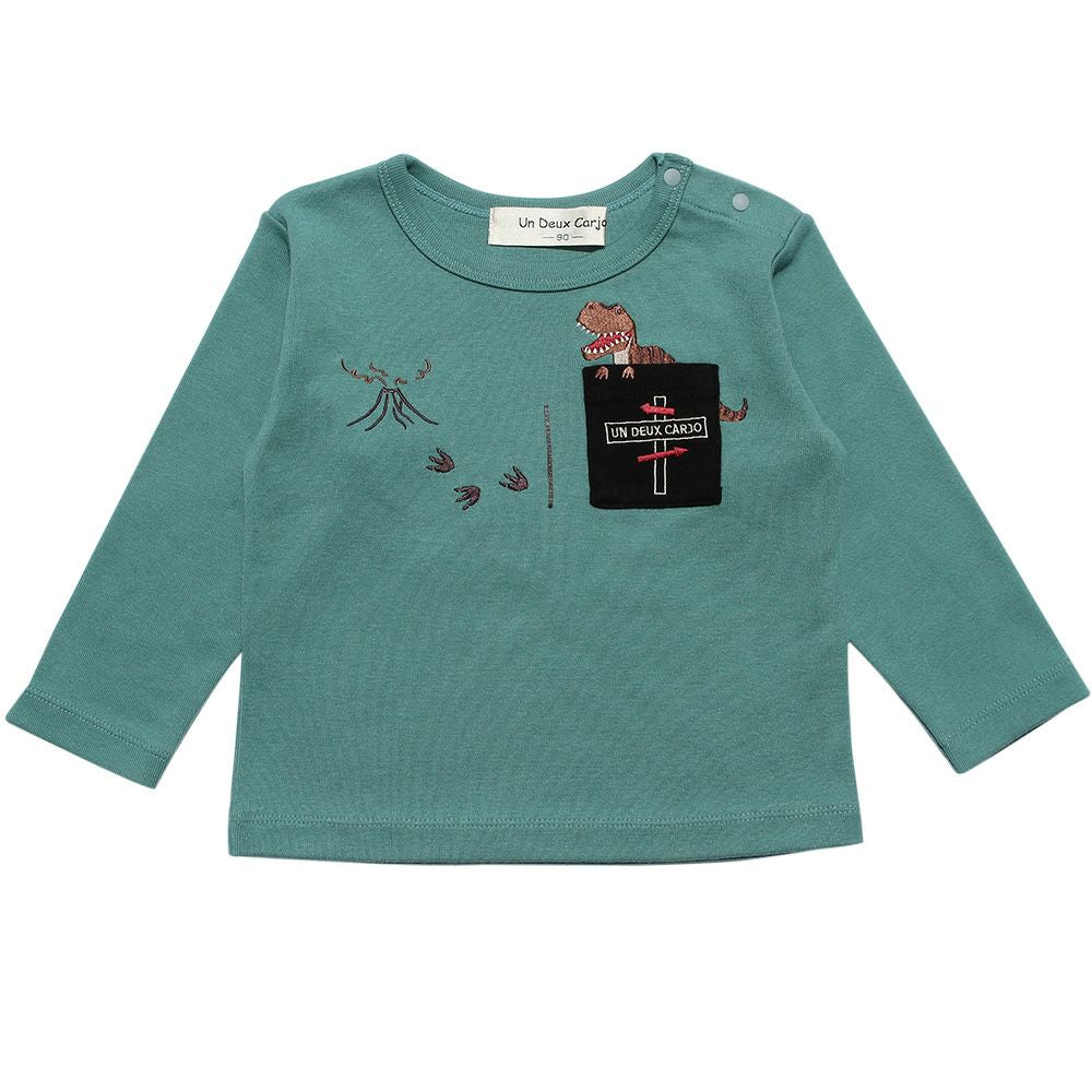 Baby Size Dinosaur Embroidery Series T -shirt Green front