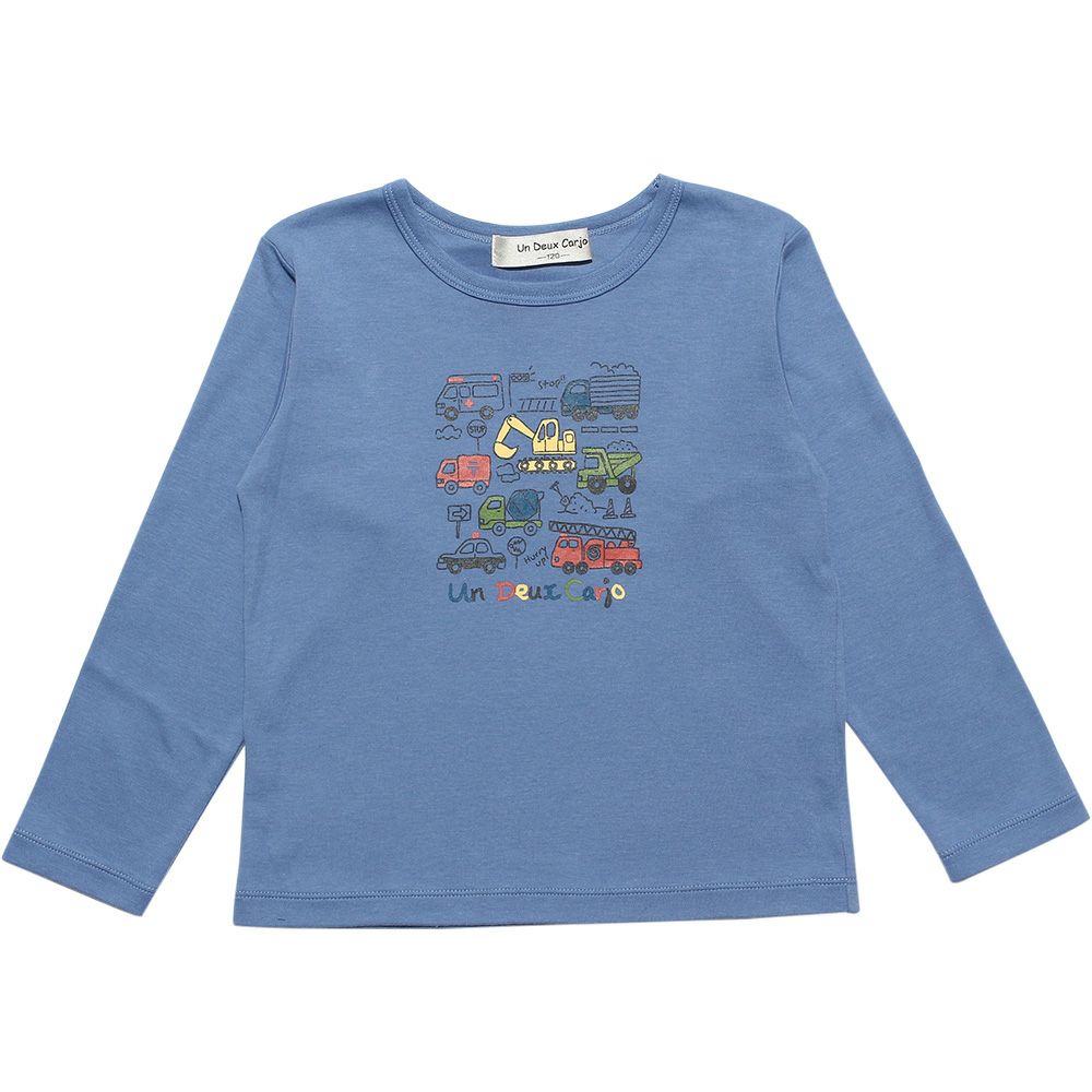 Children's clothing boy 100 % cotton working car & logo print vehicle series T -shirt blue (61) front