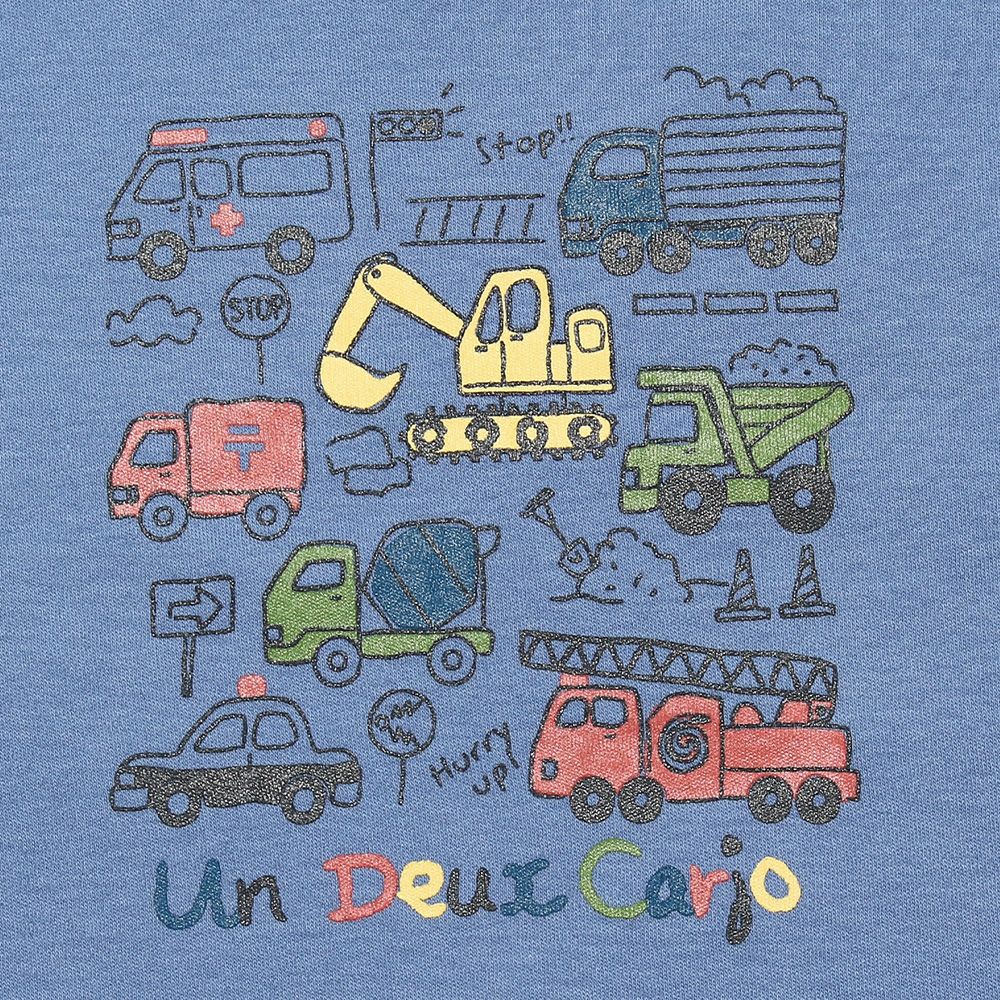 Children's clothing boy 100 % cotton work car & logo print vehicle series T -shirt blue (61) Design point 1