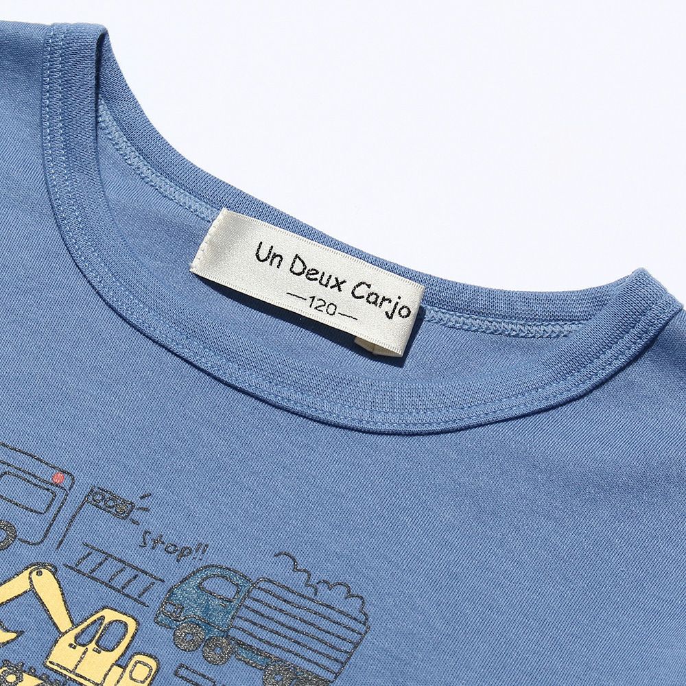 Children's clothing boy 100 % cotton working car & logo print vehicle series T -shirt Blue (61) Design point 2