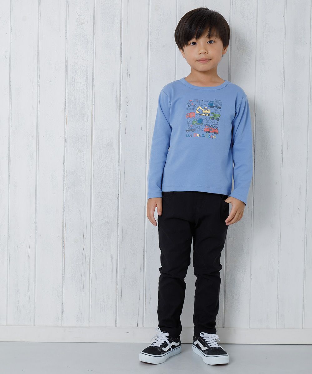 Children's clothing Boy Boy 100 % Cotton Working Car & Logo Print Ride Series T -shirt Blue (61) Model Image