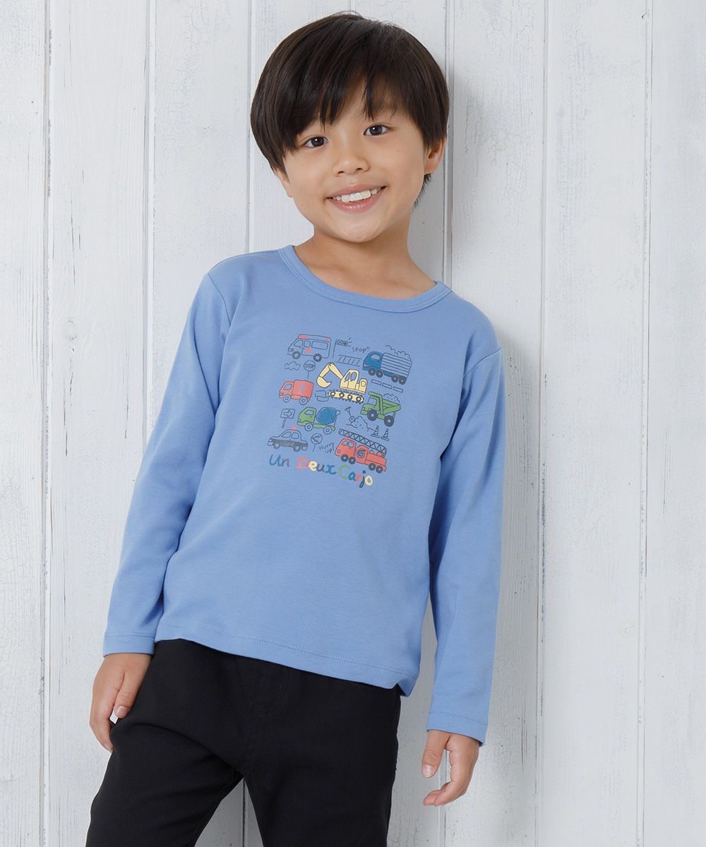 Children's clothing Boy Boy 100 % Cotton Working Car & Logo Print Ride Series T -shirt Blue (61) Model Image 1