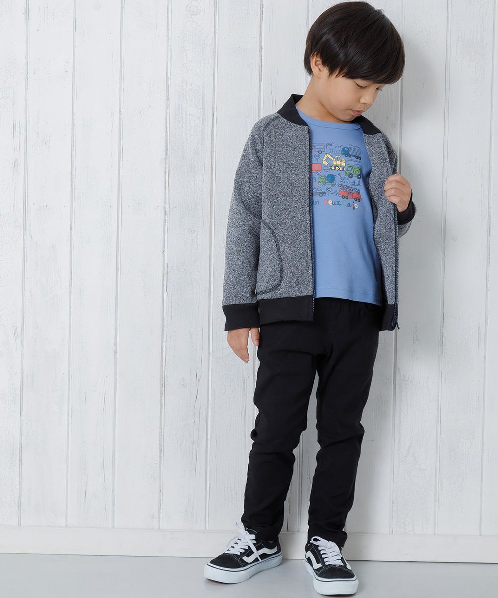 Children's clothing boy 100 % cotton working car & logo print vehicle series T -shirt Blue (61) Model Image 3