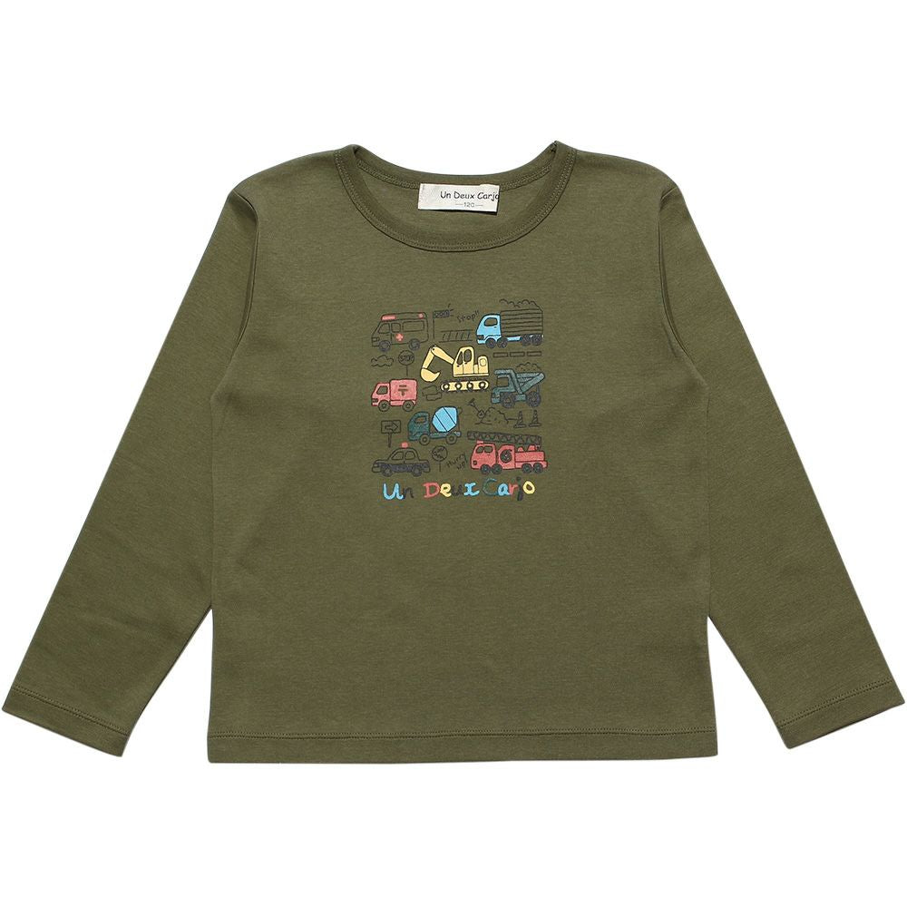Children's clothing boy 100 % Cotton Working car & logo print vehicle series T -shirt khaki (82) front