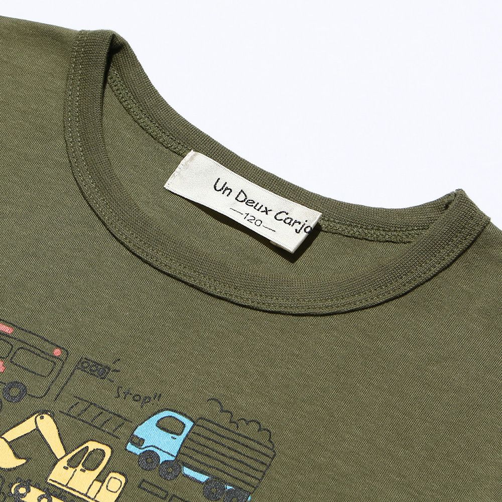 Children's clothing boy 100 % cotton working car & logo print vehicle series T -shirt khaki (82) Design point 2