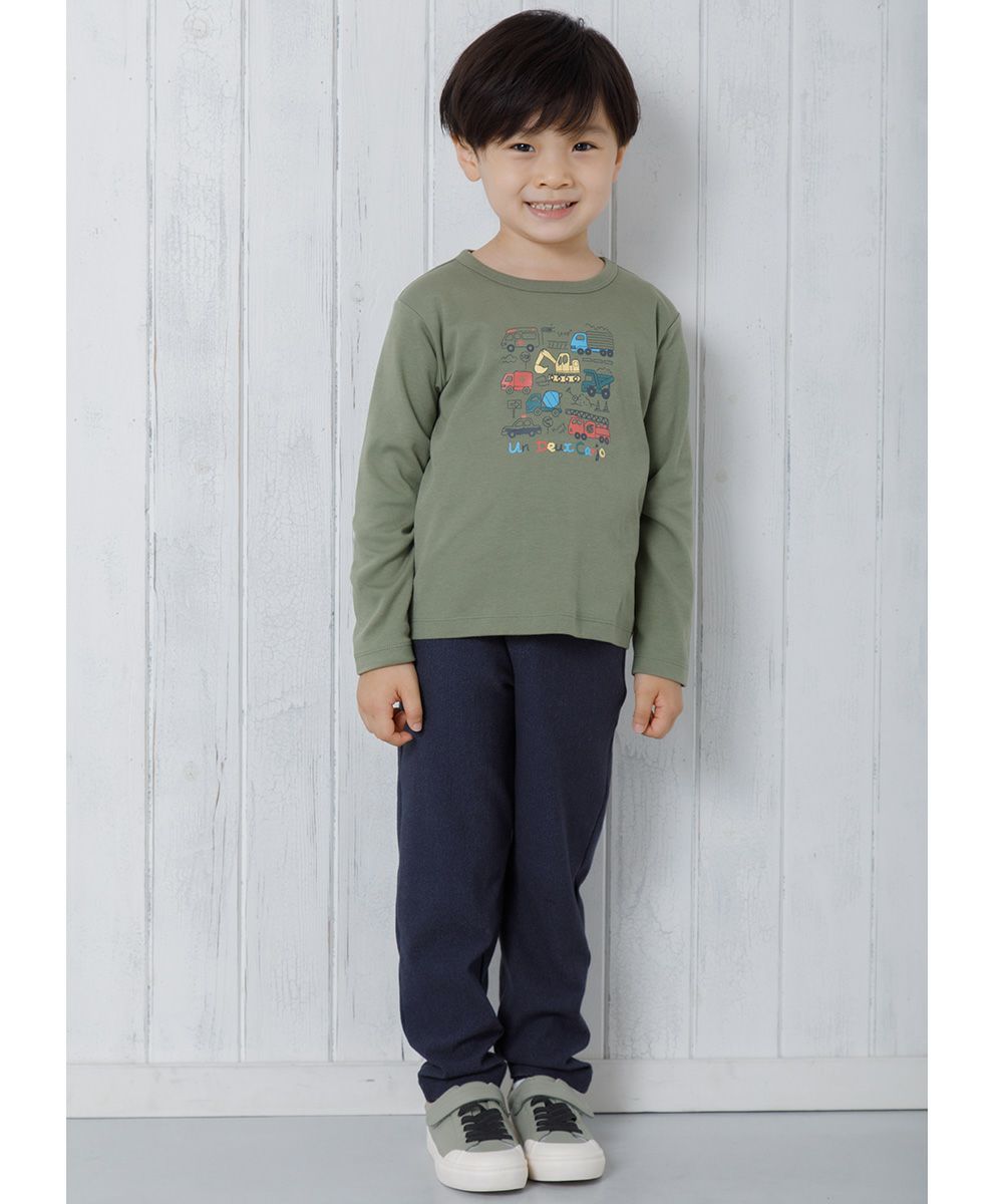 Children's clothing Boy Boy 100 % Cotton Working Car & Logo Print Ride Series T -shirt Khaki (82) Model Image