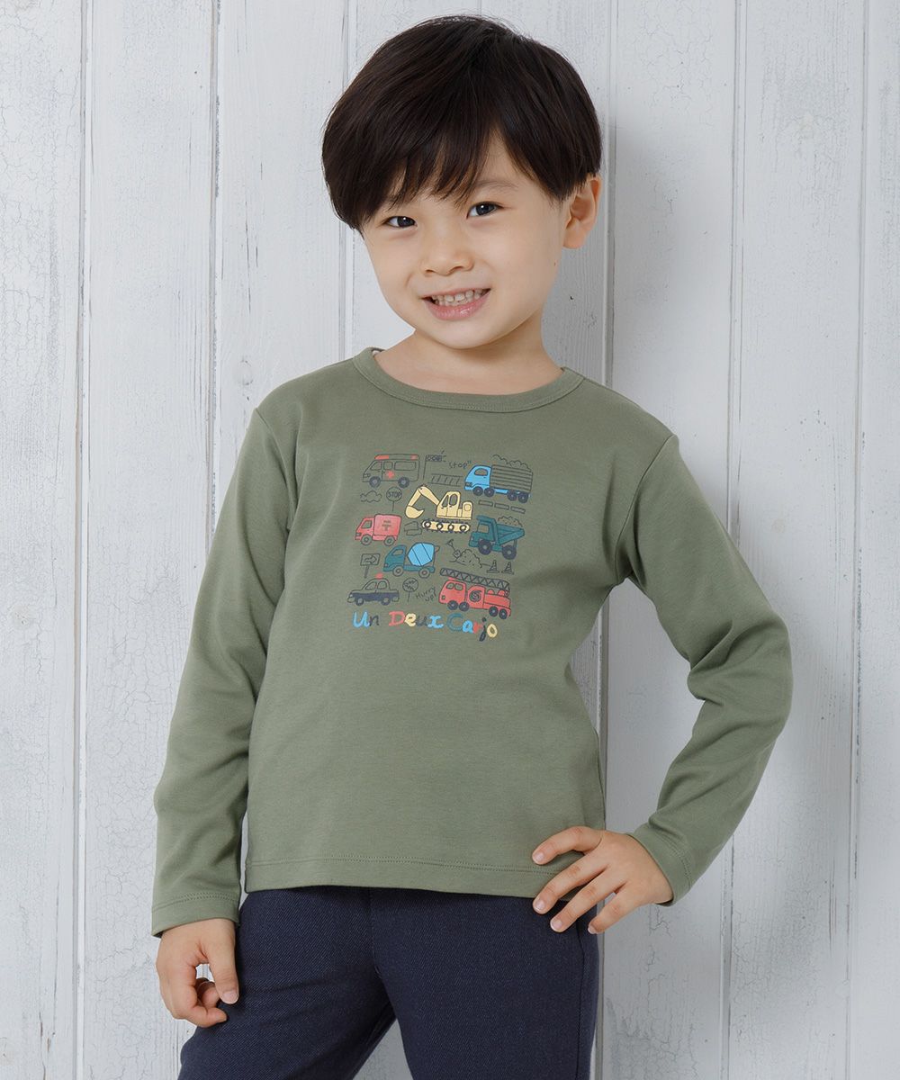 Children's clothing Boy Boy 100 % Cotton Working Car & Logo Print Ride Series T -shirt Khaki (82) Model Image 1
