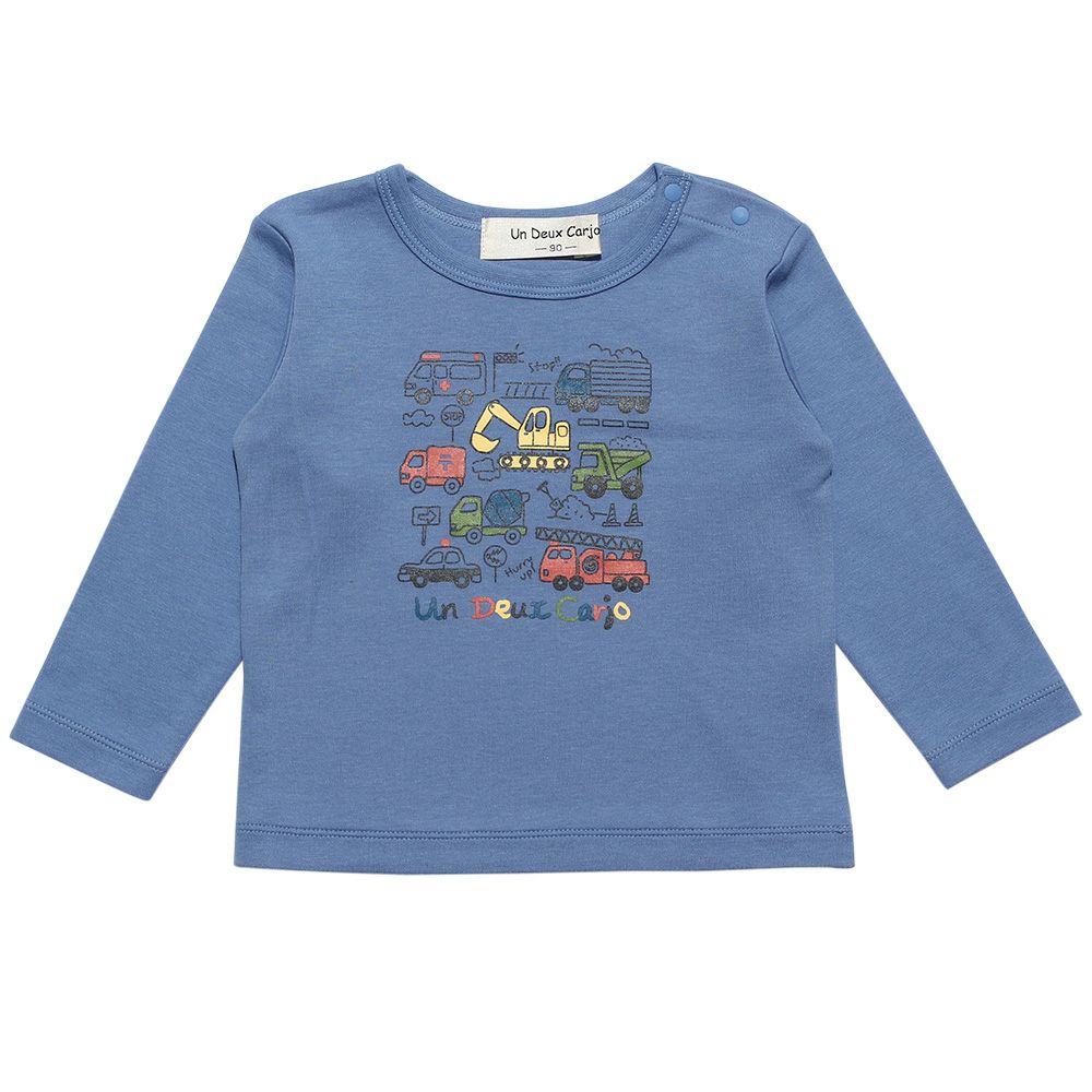 Baby Clothes Boy Boy Baby Size 100 % Cotton Working Car & Logo Print Ride Series T -shirt Blue (61) Front