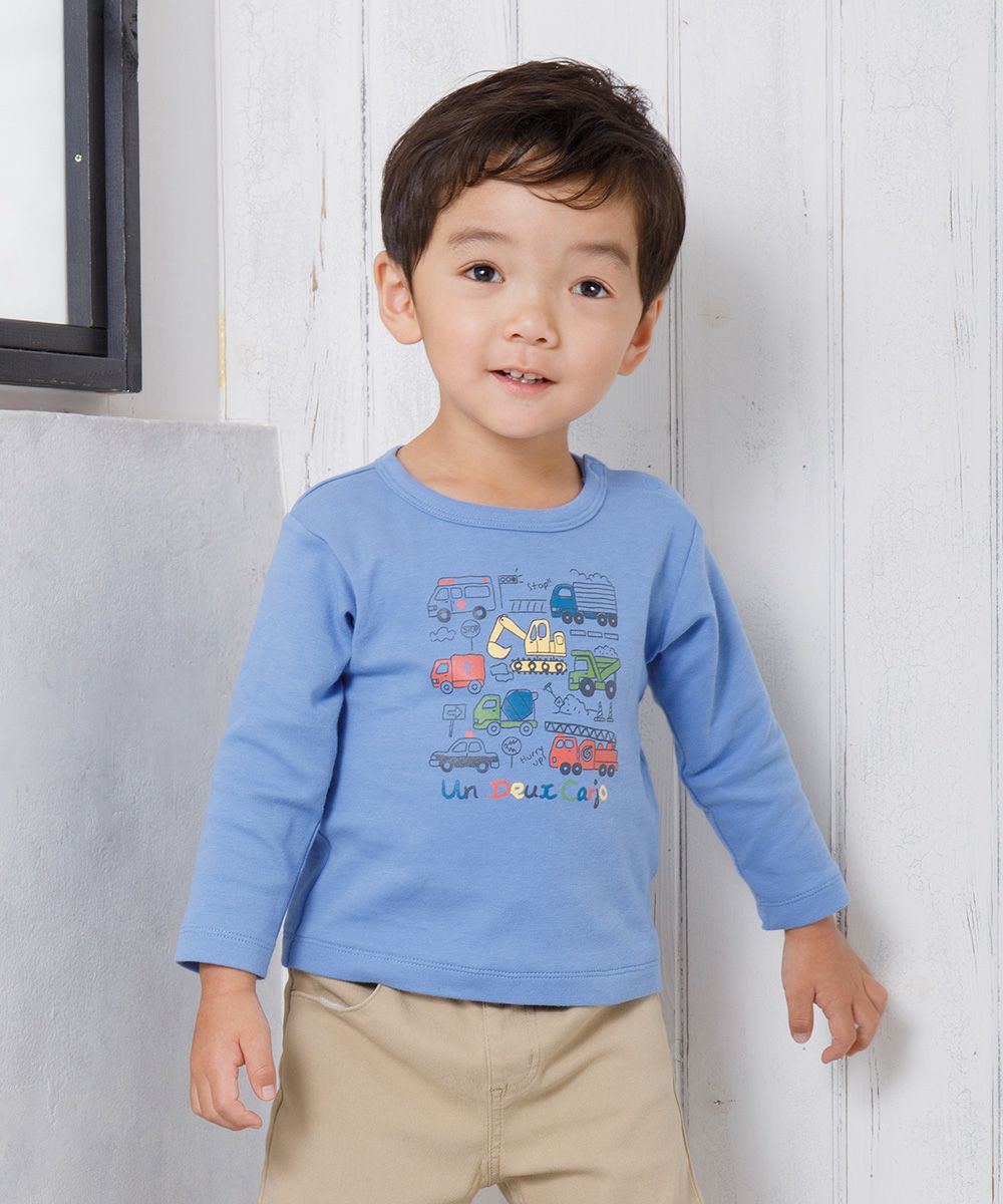 Baby Clothes Boy Boy Baby Size 100 % Cotton Working Car & Logo Print Ride Series T -shirt Blue (61) Model image Up
