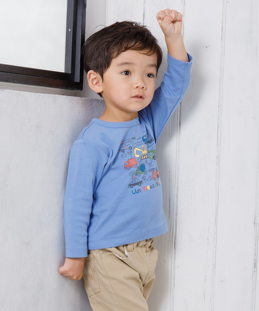 Baby Clothes Boy Boy Baby Size 100 % Cotton Working Car & Logo Print Ride Series T -shirt Blue (61) Model Image 1