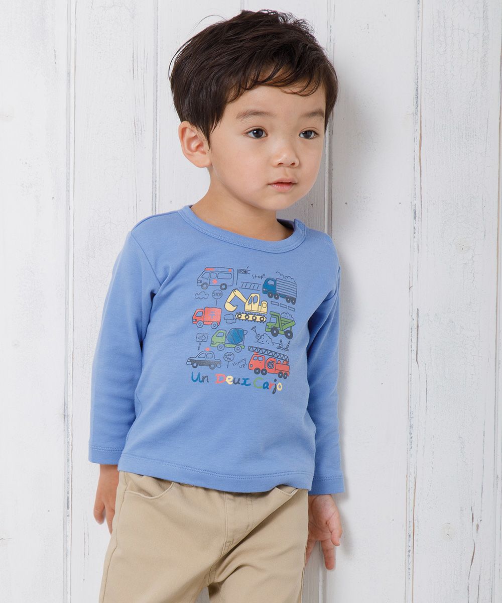 Baby Clothes Boy Boy Baby Size 100 % Cotton Working Car & Logo Print Ride Series T -shirt Blue (61) Model Image 3