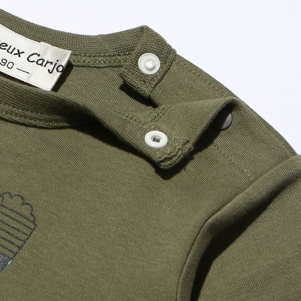 Baby Clothes Boy Boy Baby Size 100 % Cotton Working Car & Logo Print Ride Series T -shirt Khaki (82) Design Point 2