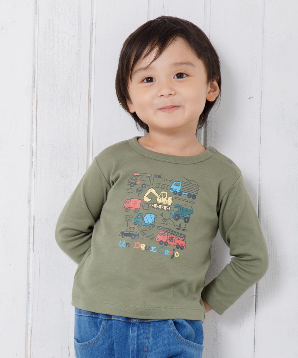 Baby Clothes Boy Boy Baby Size 100 % Cotton Working Car & Logo Print Ride Series T -shirt Khaki (82) Model image Up