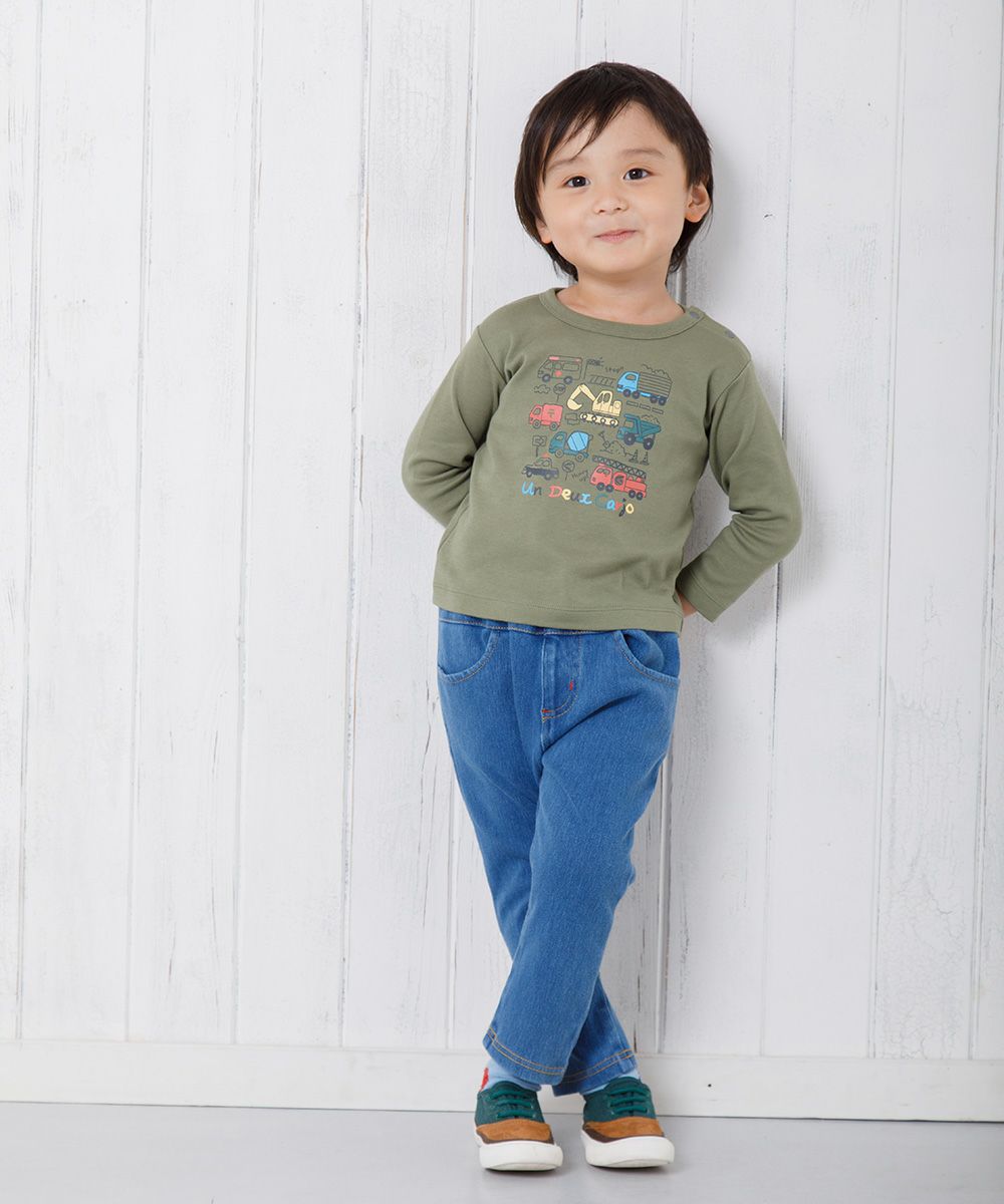 Baby Clothes Boy Boy Baby Size 100 % Cotton Working Car & Logo Print Ride Series T -shirt Khaki (82) Model Image