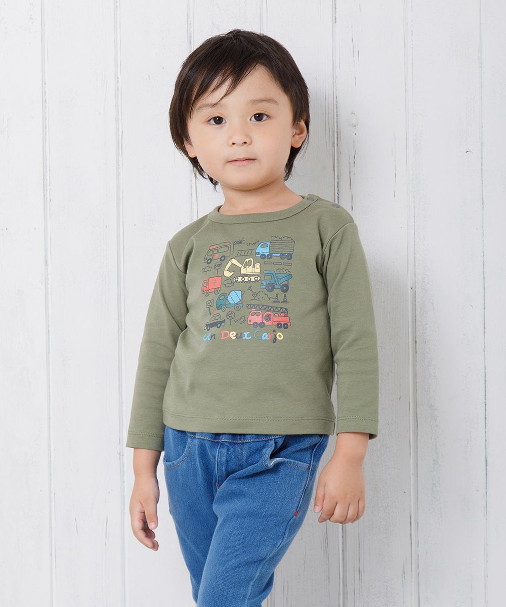 Baby Clothes Boy Boy Baby Size 100 % Cotton Working Car & Logo Print Ride Series T -shirt Khaki (82) Model Image 1